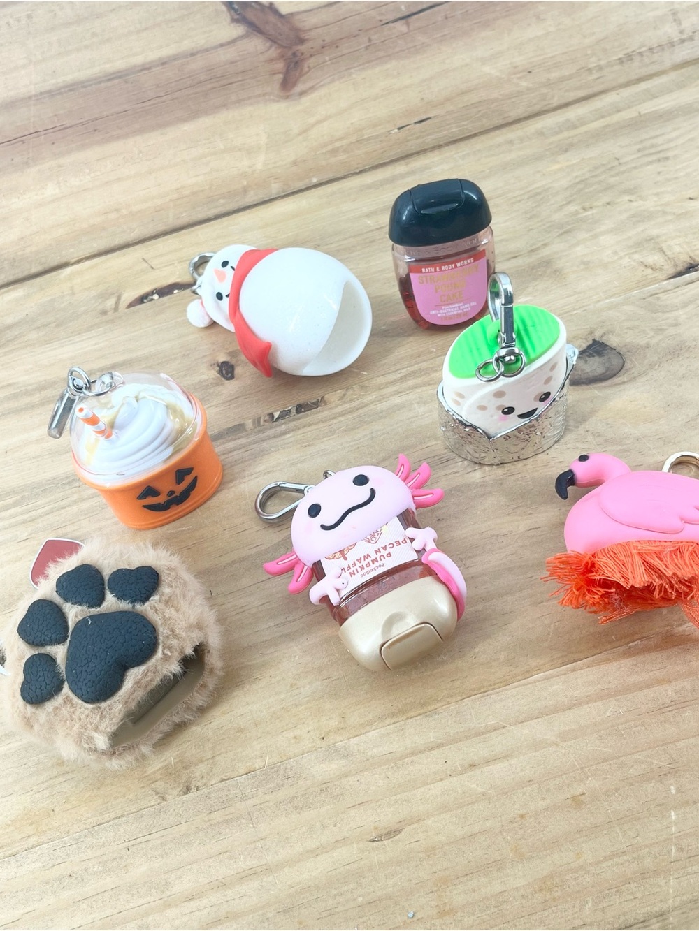 Bath & Body Works Pink Axolotl Kids Hand Sanitizer Holder Keychains lot